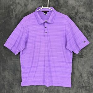 Nike Tiger Woods Collection‎ Purple Striped Dri-FIT Golf Polo Shirt 401422-514 L